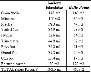 Surfaces des voiles